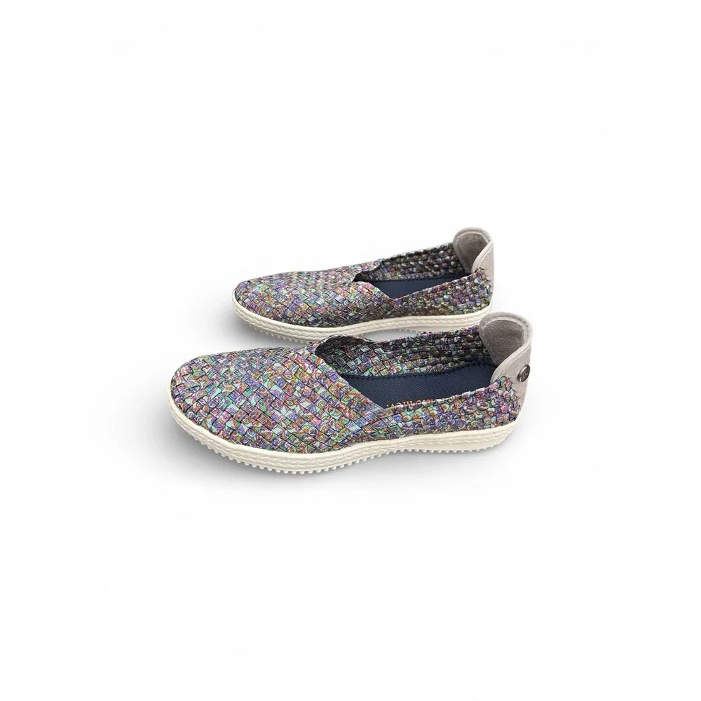 Bernie Mev New‎ York Slip On Sneaker Womens 8 US EUR 39 Blue Perforated Paisley